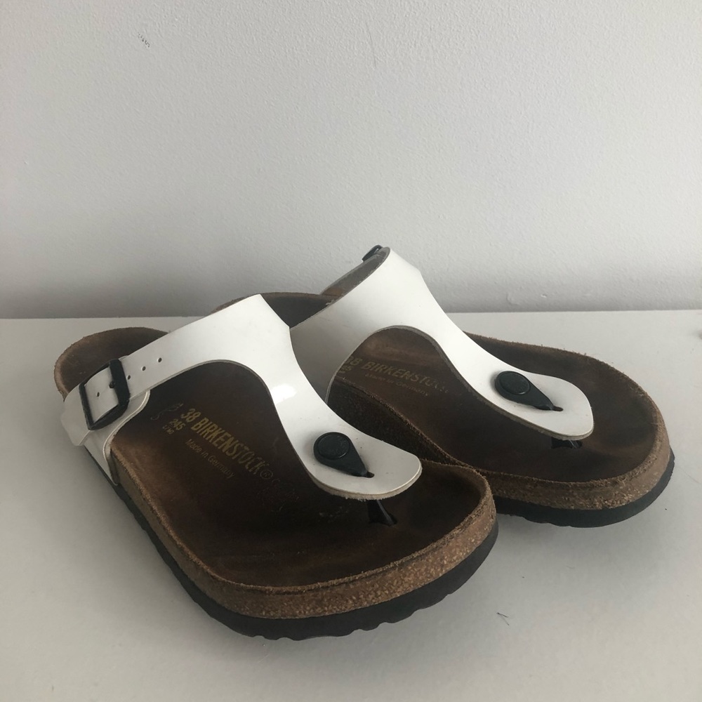 Birkenstock Gizeh thong sandal in white patent
